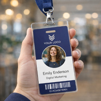 Badge Étiquettes nominatives de photos d'employés bleu m