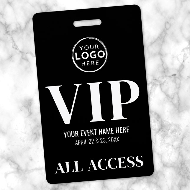 Badge Événement d'accès total VIP Logo Noir (VIP Logo Black All Access Event Badge)