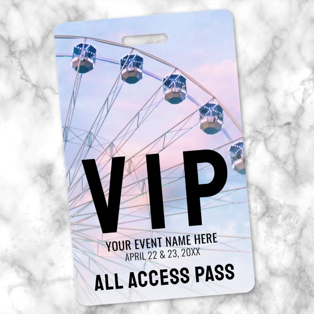Badge Événement Tout Accès VIP (All Access Event VIP Badge)