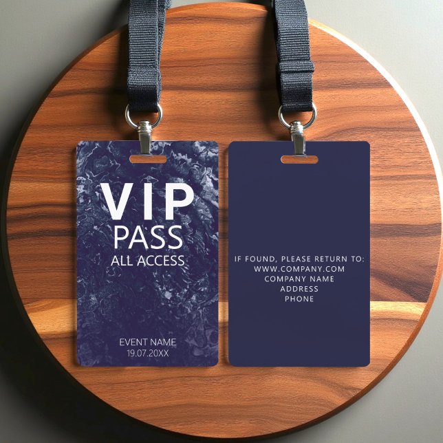 Badge Événement VIP All Access personnalisé Marque bleue (Créateur téléchargé)