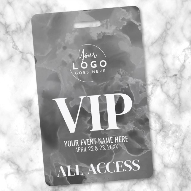 Badge Événement VIP Logo Noir et Blanc (Black And White Event Your Logo All Access VIP Badge )