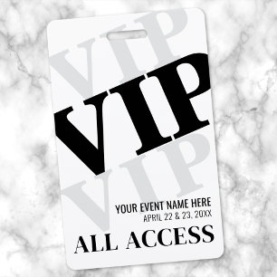Badge Événement VIP Simple Noir Blanc