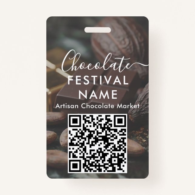 Badge Event Staff Photo Qr Code Chocolate Festival Name (Dos)