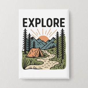 Badge Explorez l'aventure de plein air Camping Randonnée