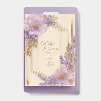 Badge Faire-part de mariage de fleurs de lavande minimal