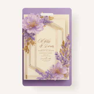Badge Faire-part de mariage de fleurs de lavande minimal