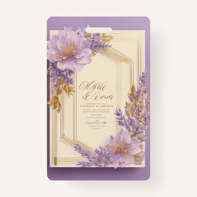 Badge Faire-part de mariage de fleurs de lavande minimal (Devant)