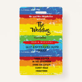 Badge Faire-part de mariage Festival Rainbow Fun