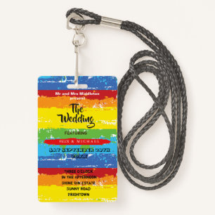 Badge Faire-part de mariage Festival Rainbow Fun