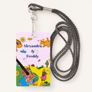 Badge Faire-part de mariage Russe Festival Hippie Fun
