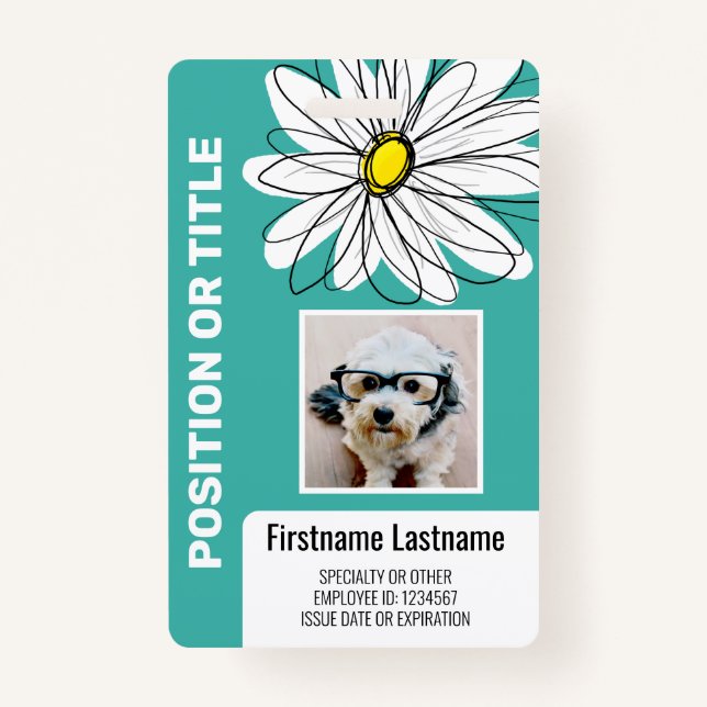 Badge Faiseuse moderne avec photo, logo ID employé (Devant)