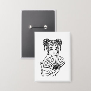 Badge Fan art de femme japonaise