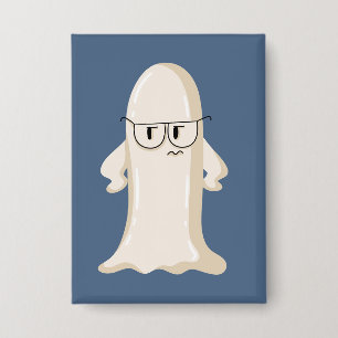 Badge Fantôme grincheux avec lunettes