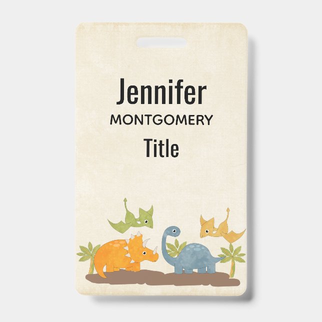 Badge Faune sauvage de Cute Dinosaure (Front)