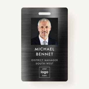 Badge Faux Black Metallic - ID photo d'entreprise