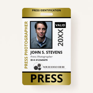 Badge Faux Gold Photo & Logo Presse ID