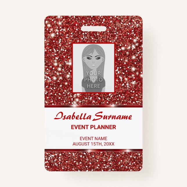 Badge Faux Rouge Parties scintillant texture Look avec t (Devant)