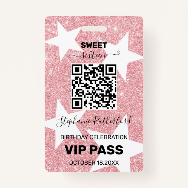 Badge Fête avec PASS VIP personnalisé (Devant)