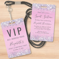 Fête d'anniversaire Sweet 16 passe VIP rose paille