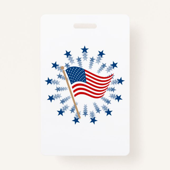 Badge Feu d'artifice Drapeau Américain 4 juillet (Devant)