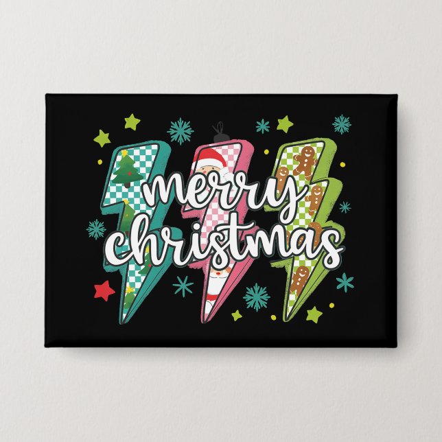 Badge Feu Joyeux Noël Preppy Coquette Xmas (Recto)