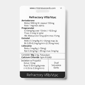 Badge Fibrillation ventriculaire réfractaire/Vtac et Hs&
