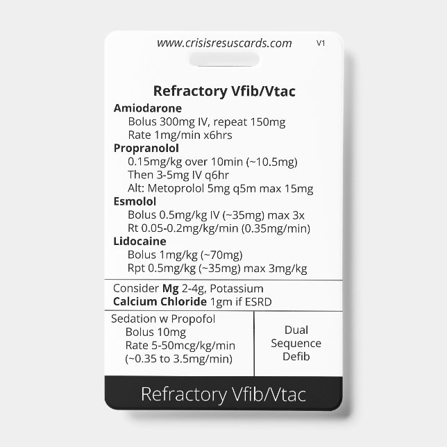 Badge Fibrillation ventriculaire réfractaire/Vtac et Hs& (Avant)