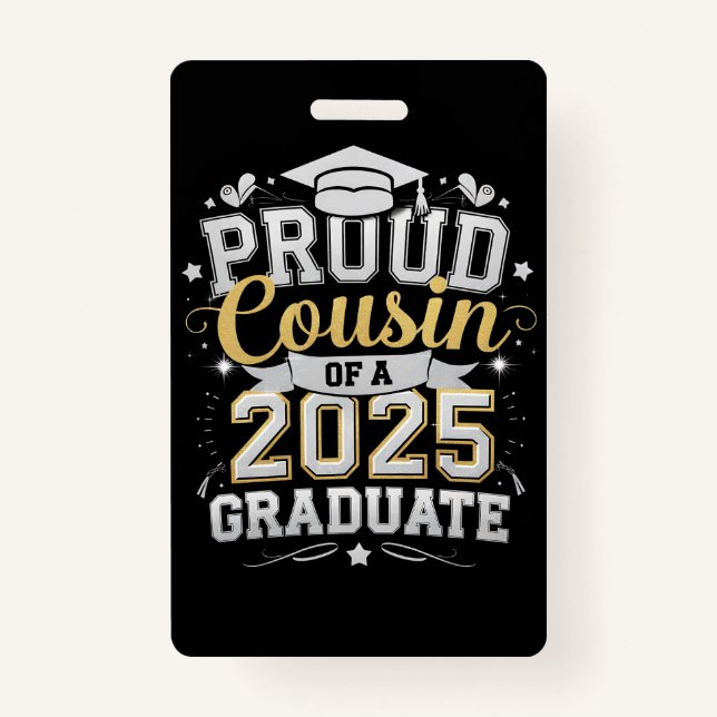 Badge Fière Cousin D'Un Diplôme De 2025 (Devant)