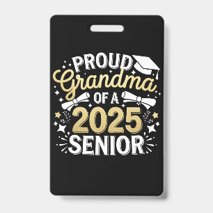 Badge Fière grand-mère d'un diplômé de 2025 Remise des d