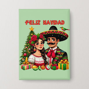 Badge Fille mexicaine homme sapin de Noël Feliz Navidad 