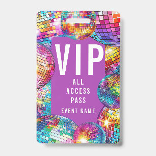 Badge Fille mignonne VIP All Access Pass QR Code Disco B