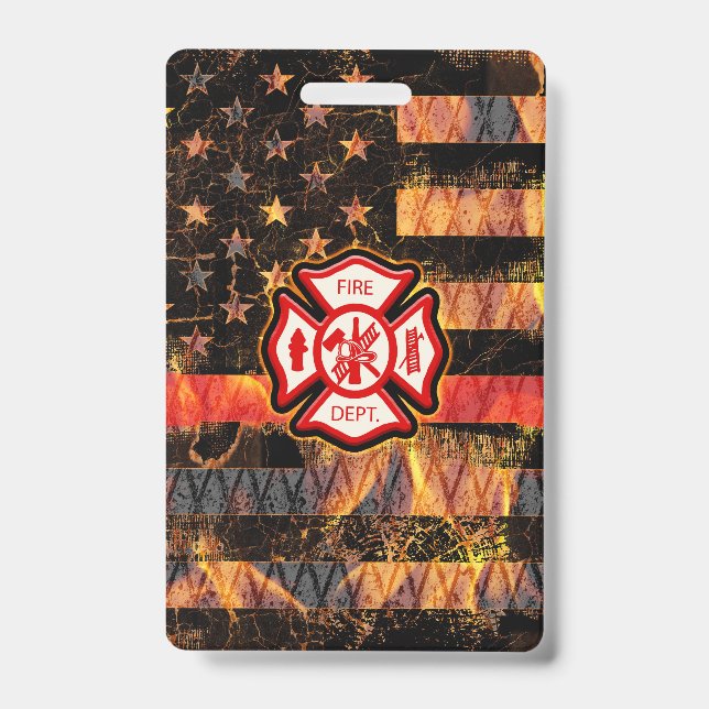 Badge Firefighter Cross and Flames (Avant)