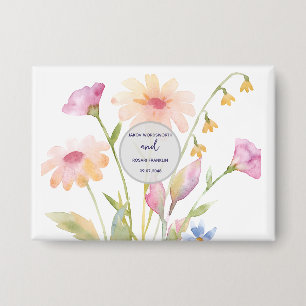 Badge fleur aquarelle modifiable