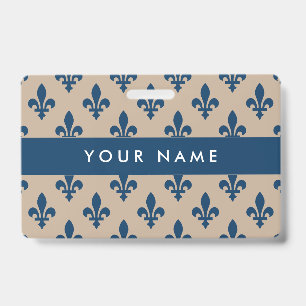 Badge Fleur de Lis Motif, Français, Royal, Bleu marine