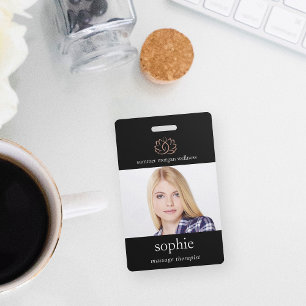 Badge Fleur de Lotus Rose Gold - Photo et Nom