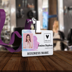 Badge Fleur de Mauve Aquarelle Ajoutez Votre Logo Employ