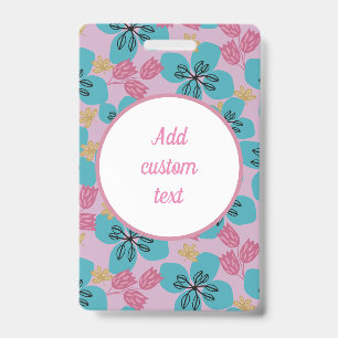 Badge Fleur personnalisée rose nom mère