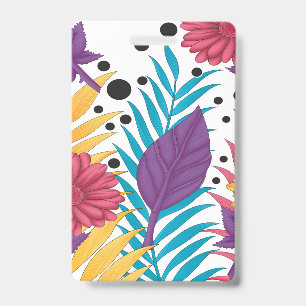 Badge Fleurs coupées roses et violettes avec des pétales