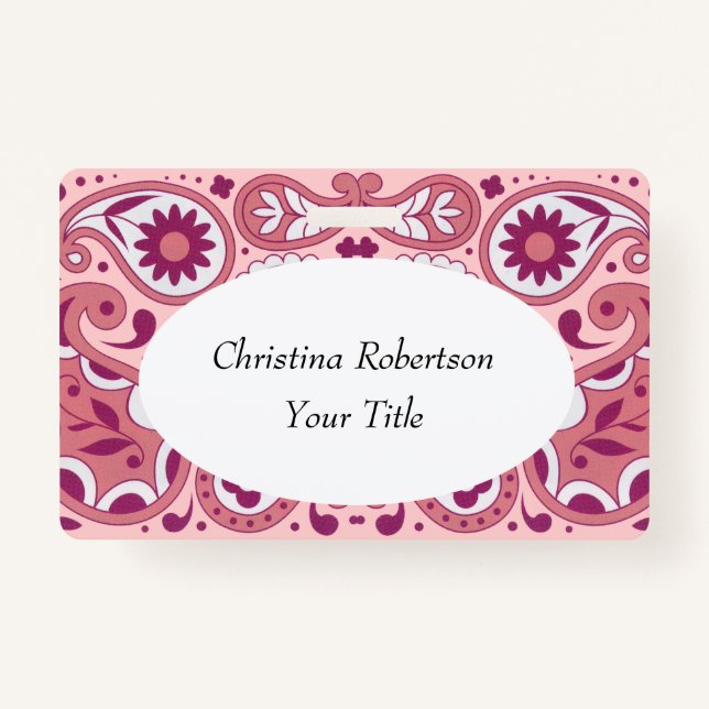Badge Fleurs de design rose vif Paisley Tear Drop (Devant)