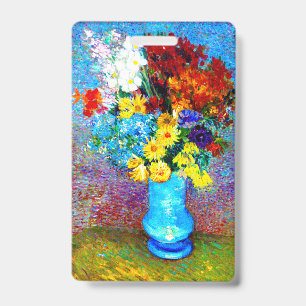 Badge Fleurs de Van Gogh dans un vase bleu