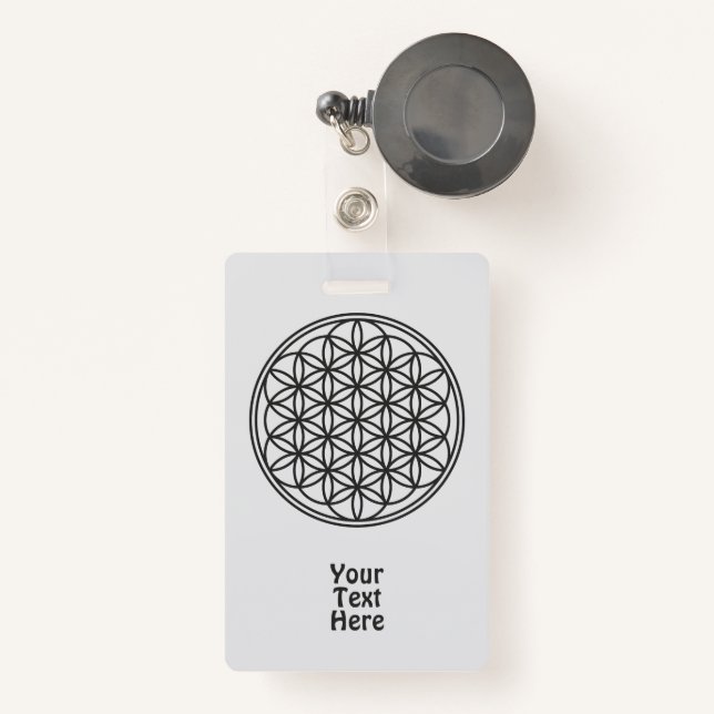 Badge FLEURS DE VIE - Symbole de géométrie sacrée plan 1 (Front with Retractable)