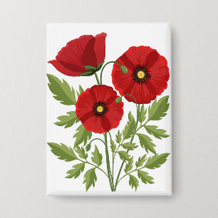 Badge Fleurs d'été joyeuses floraison de pavot