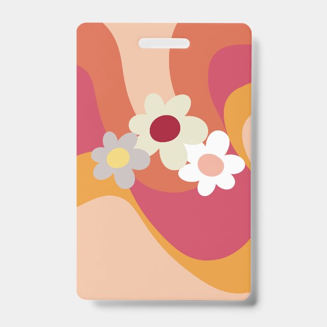 Badge Fleurs et vagues de style rétro (Avant)