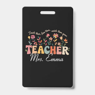 Badge Fleurs Groovy Personnalisées Cadeau Personnalisé E
