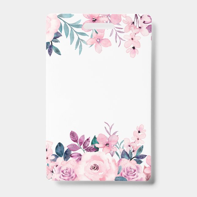 Badge Fleurs rose rose Printemps Floral Beau Design (Avant)