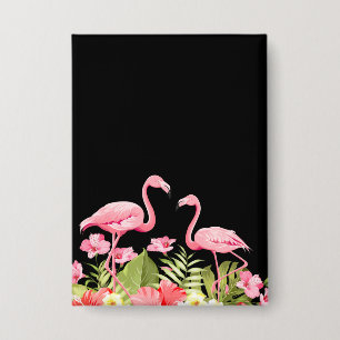 Badge Fleurs tropicales et design de flamants roses
