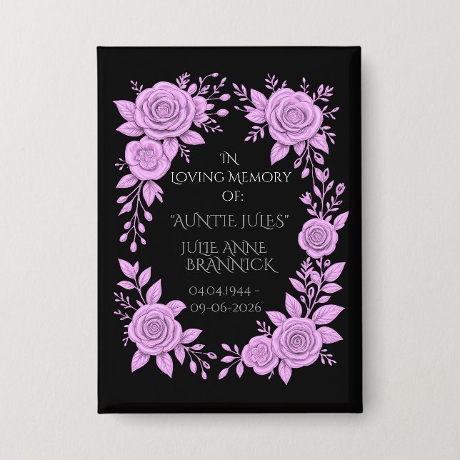 BADGE FLORAL LAVENDER. IN LOVING MEMORY KEEPSAKE,  (Recto)