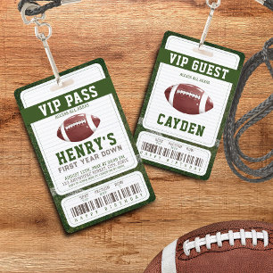 Badge Football Première Année Down Vip Pass Invité d'ann