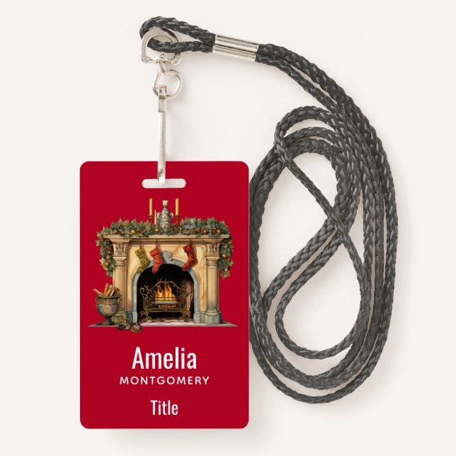 Badge Foyer victorien cosy Noël (Devant avec lanière)