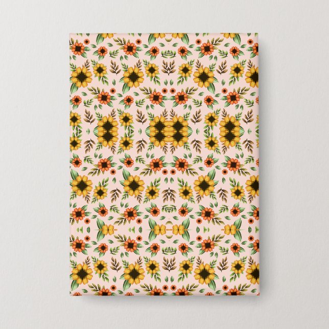 Badge Front and back views of a floral-patterned  (Recto)